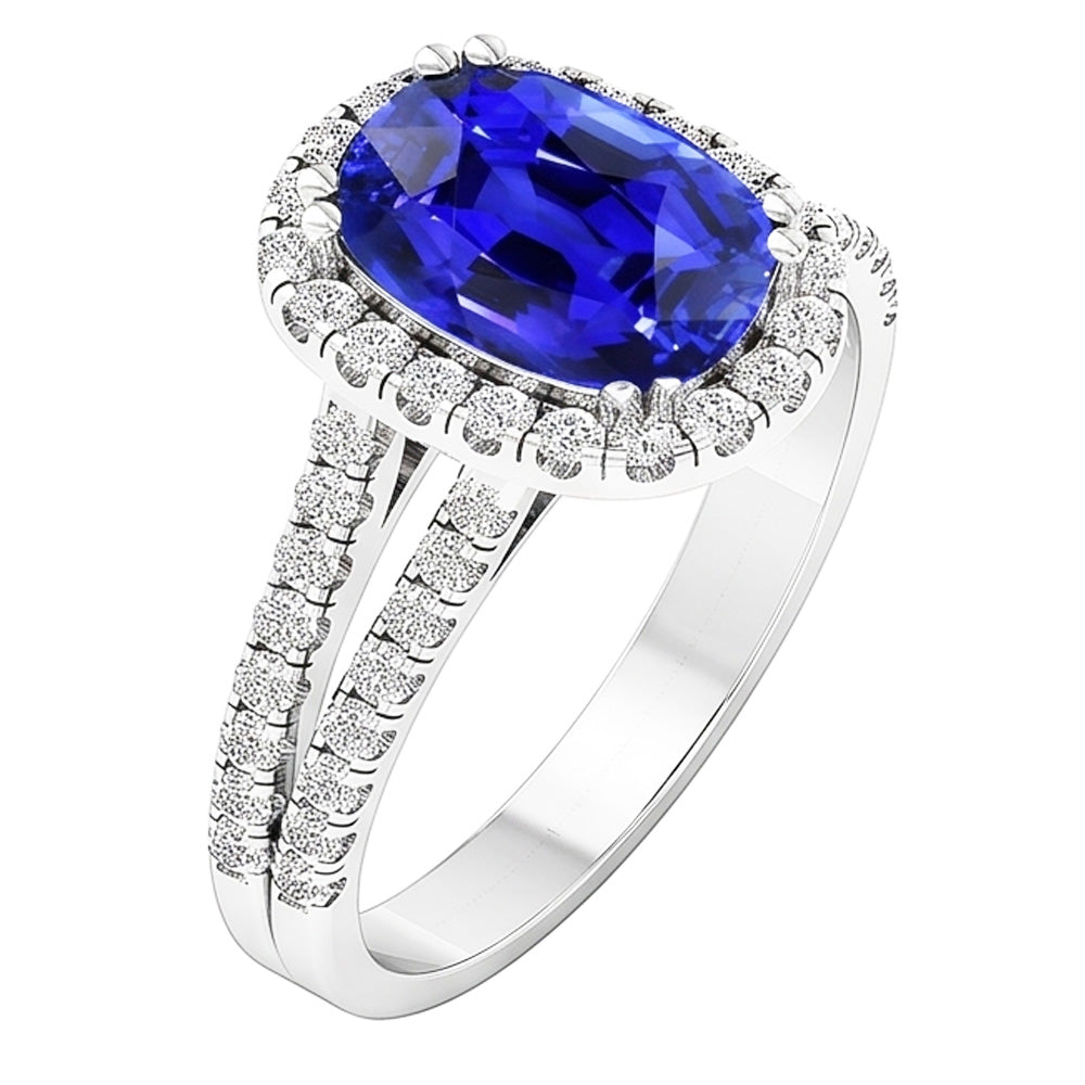 Natural Sapphire Ring 5ct - White Gold 14K
