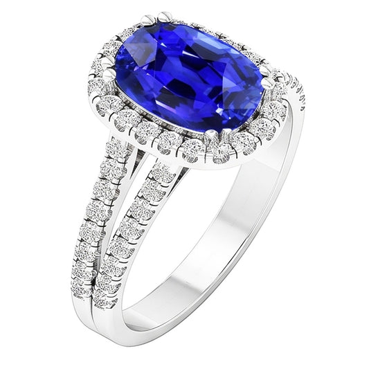 Natural Sapphire Ring 5ct - White Gold 14K