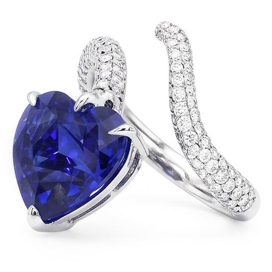 Natural Sapphire Ring 5ct - White Gold 14K