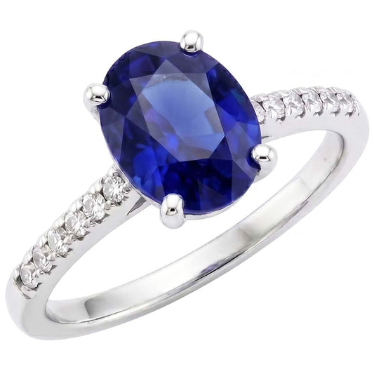 Natural Sapphire Ring 5ct - White Gold 14K