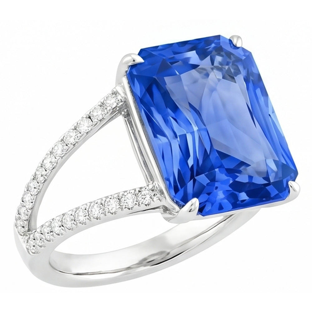 Natural Sapphire Ring 5ct - White Gold 14K