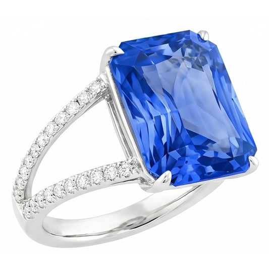 Natural Sapphire Ring 5ct - White Gold 14K