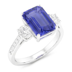 Natural Sapphire Ring 5ct - White Gold 14K