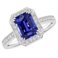 Natural Sapphire Ring 5ct - White Gold 14K