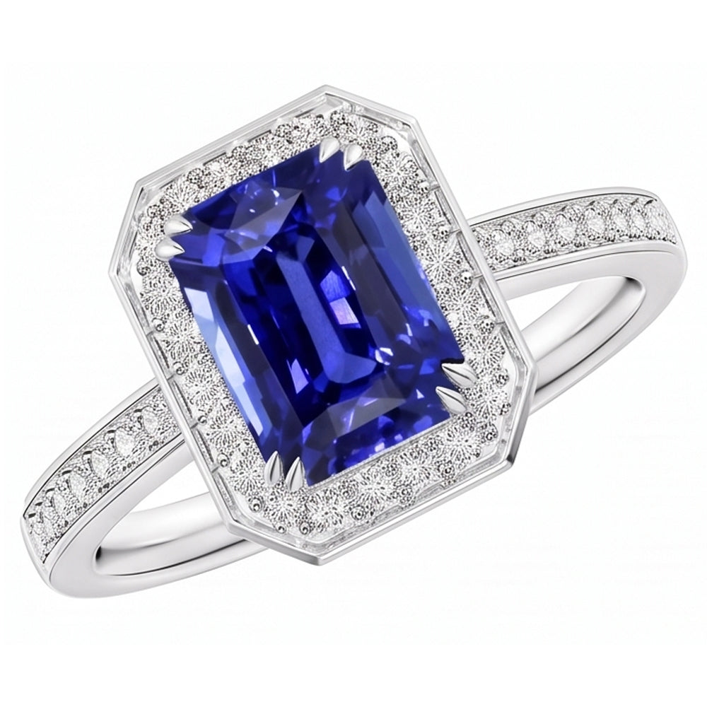 Natural Sapphire Ring 5ct - White Gold 14K