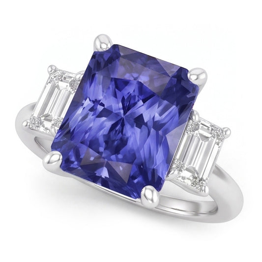 Natural Sapphire Ring 5ct - White Gold 14K