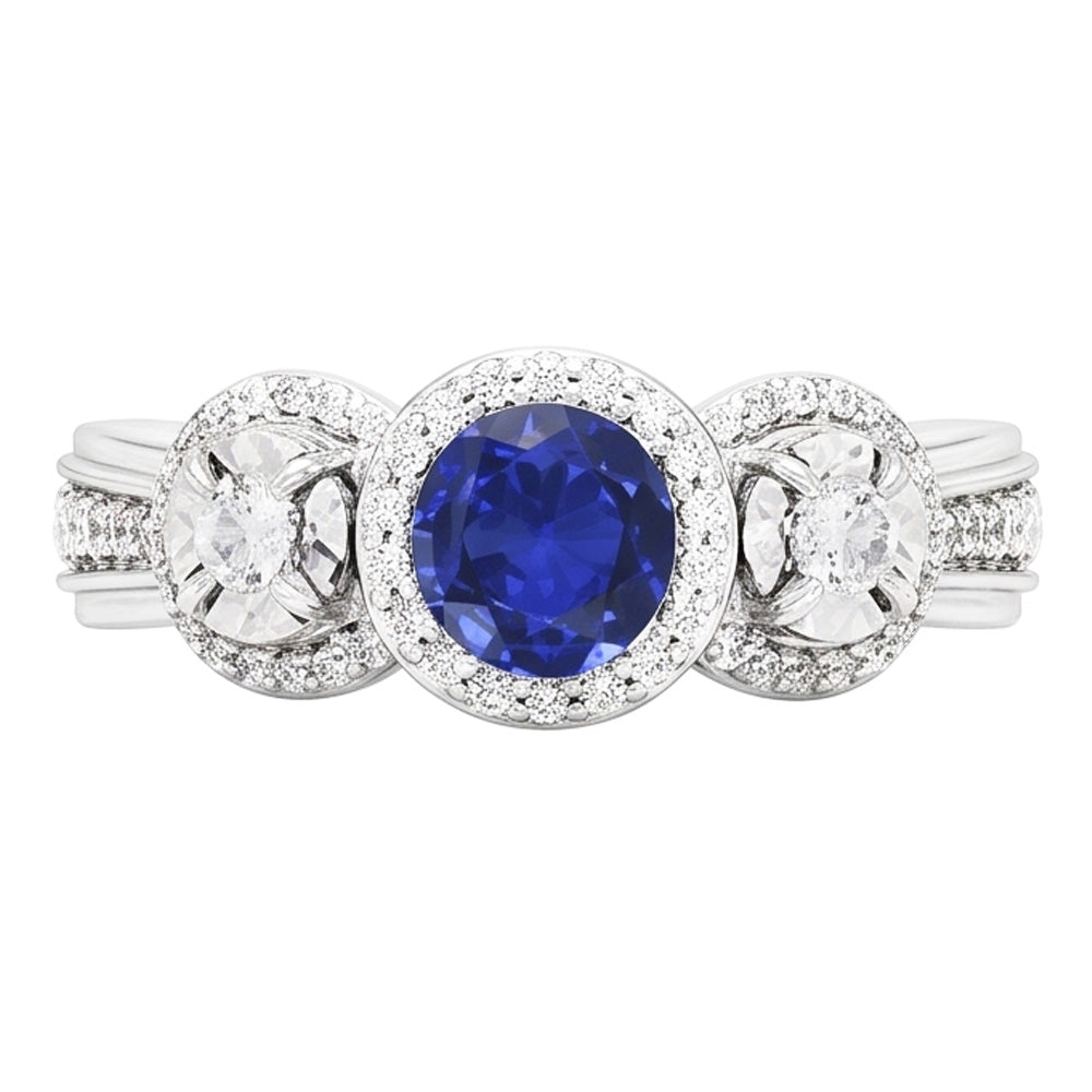 Natural Sapphire Ring 5ct - White Gold 14K