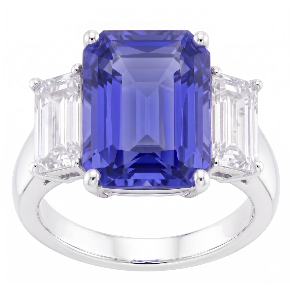 Natural Sapphire Ring 5ct - White Gold 14K