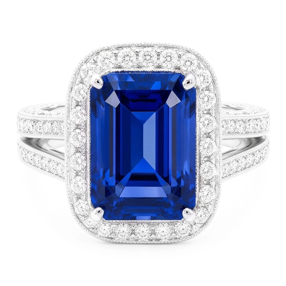 Natural Sapphire Ring 5ct - White Gold 14K