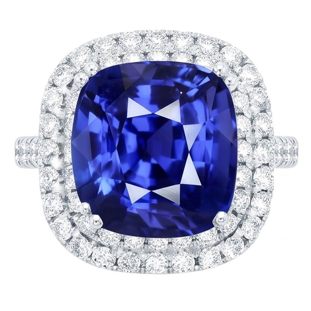 Natural Sapphire Ring 5ct - White Gold 14K