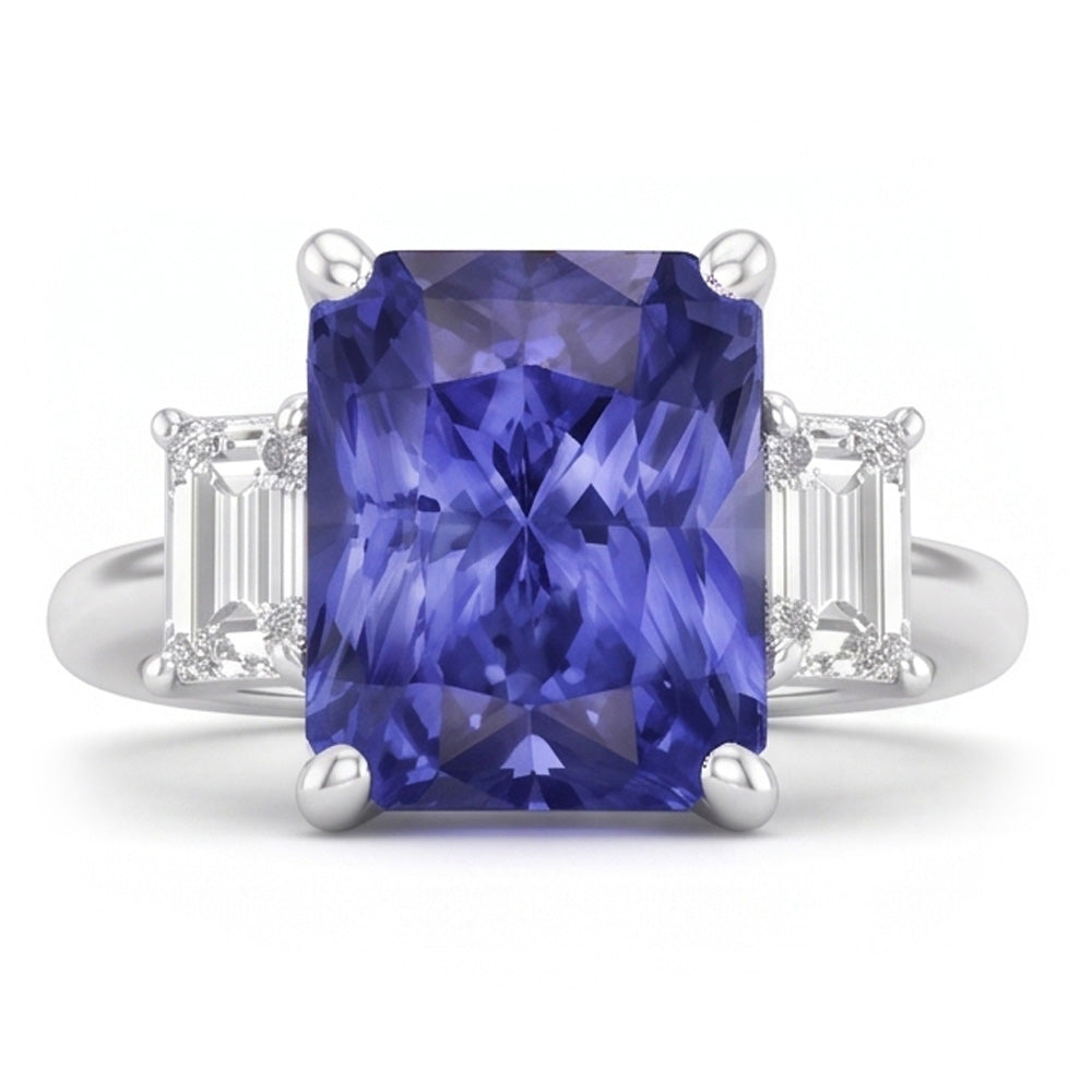 Natural Sapphire Ring 5ct - White Gold 14K