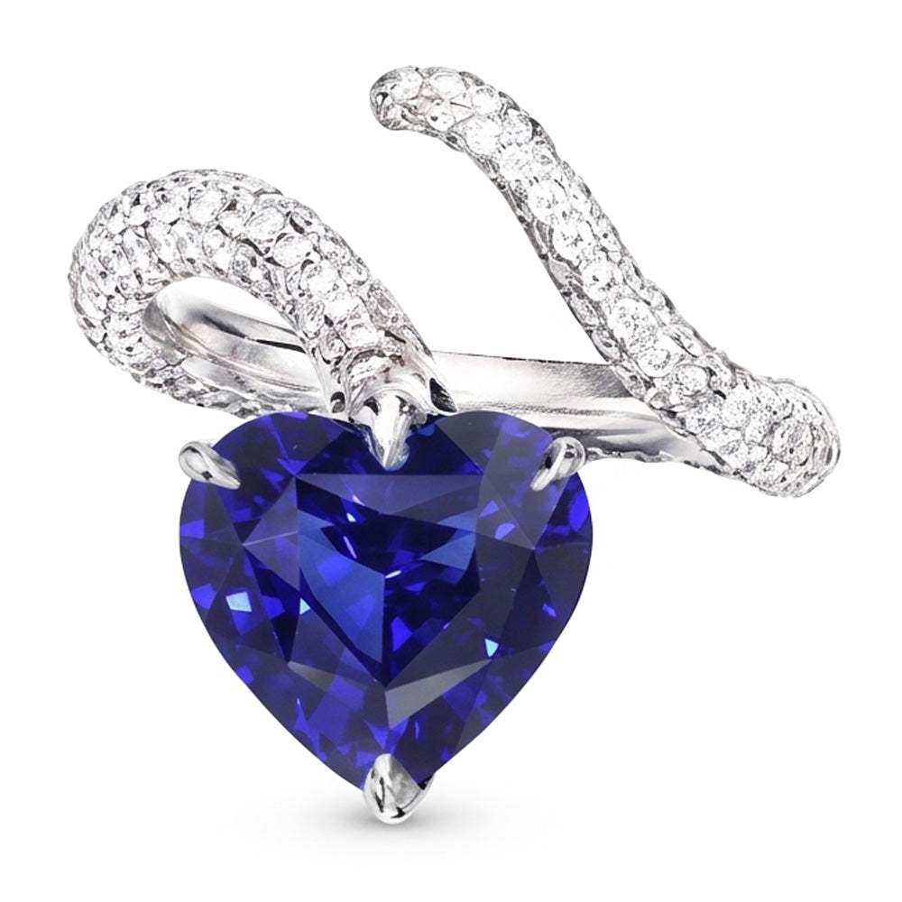 Natural Sapphire Ring 5ct - White Gold 14K