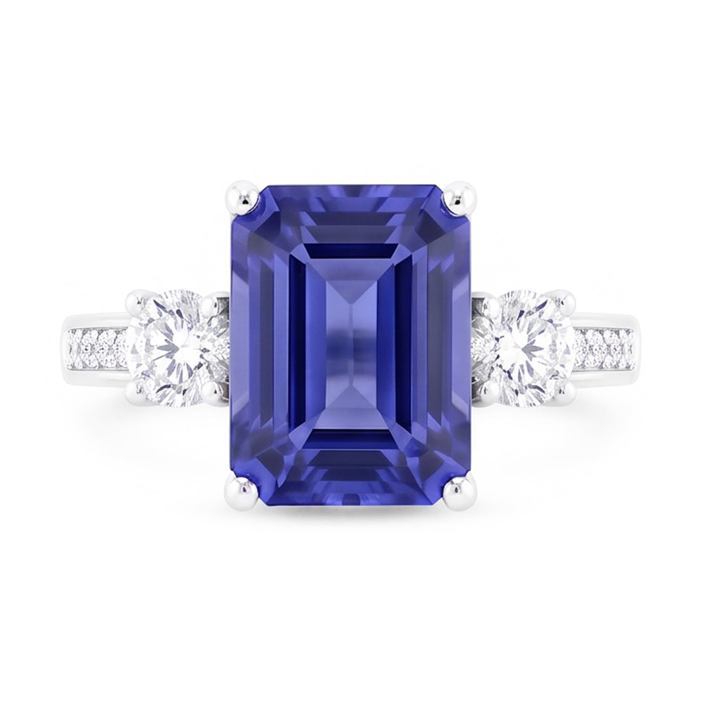 Natural Sapphire Ring 5ct - White Gold 14K