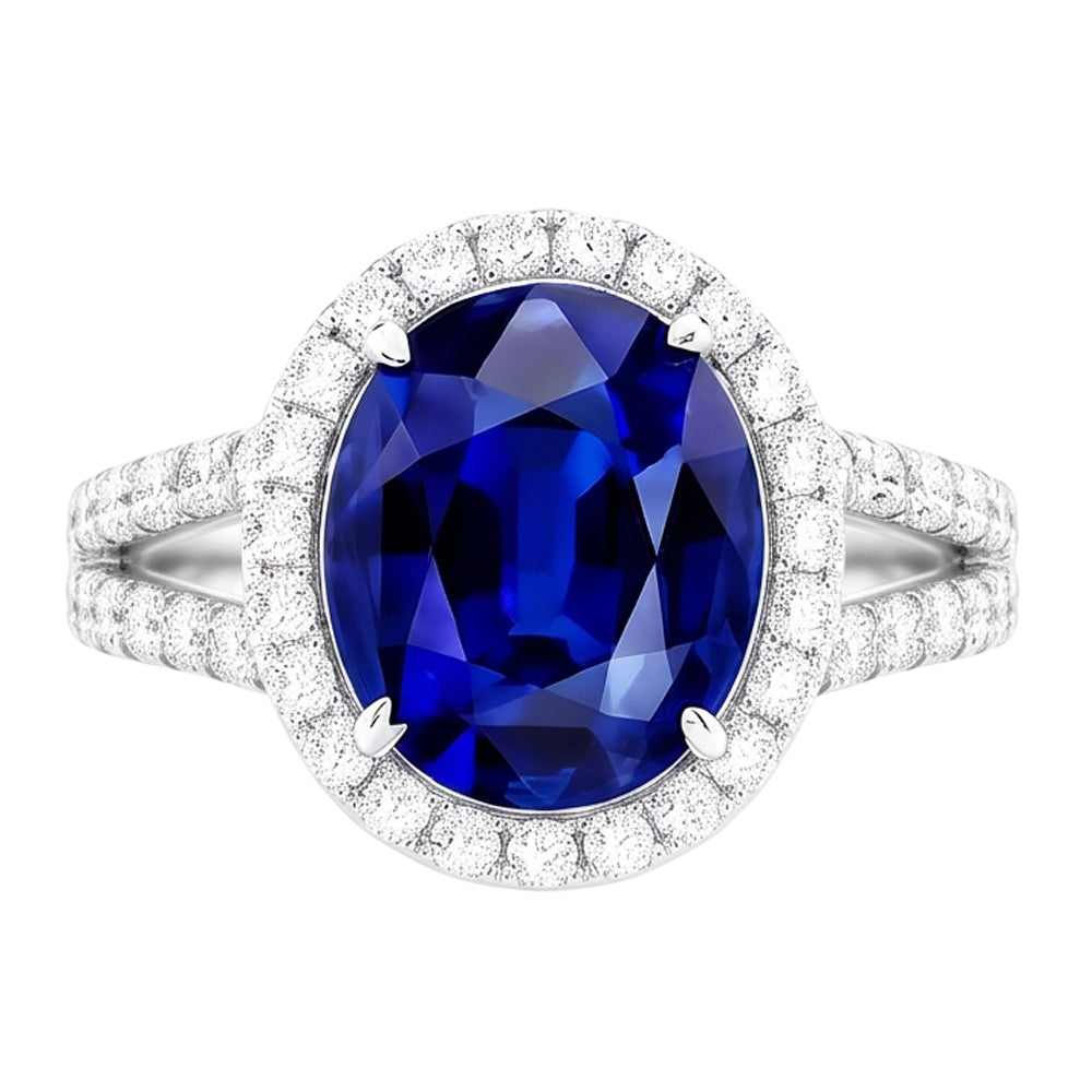 Natural Sapphire Ring 5ct - White Gold 14K