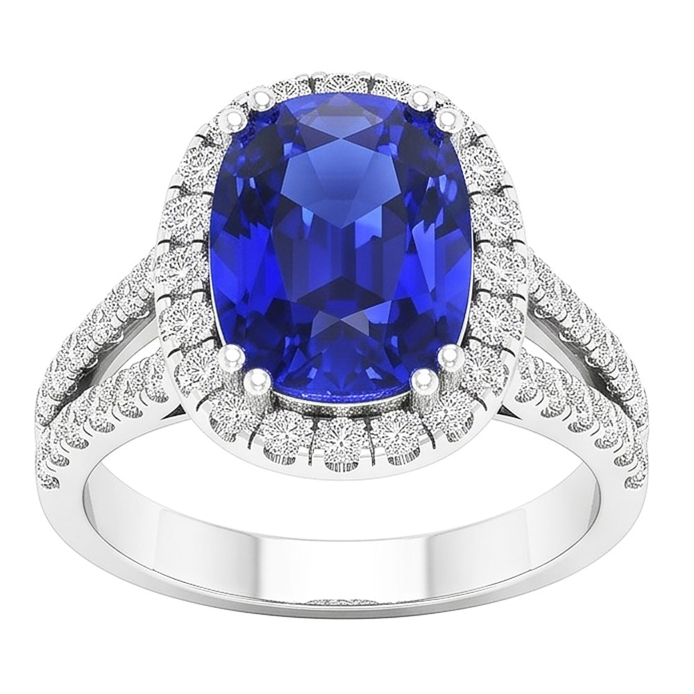 Natural Sapphire Ring 5ct - White Gold 14K
