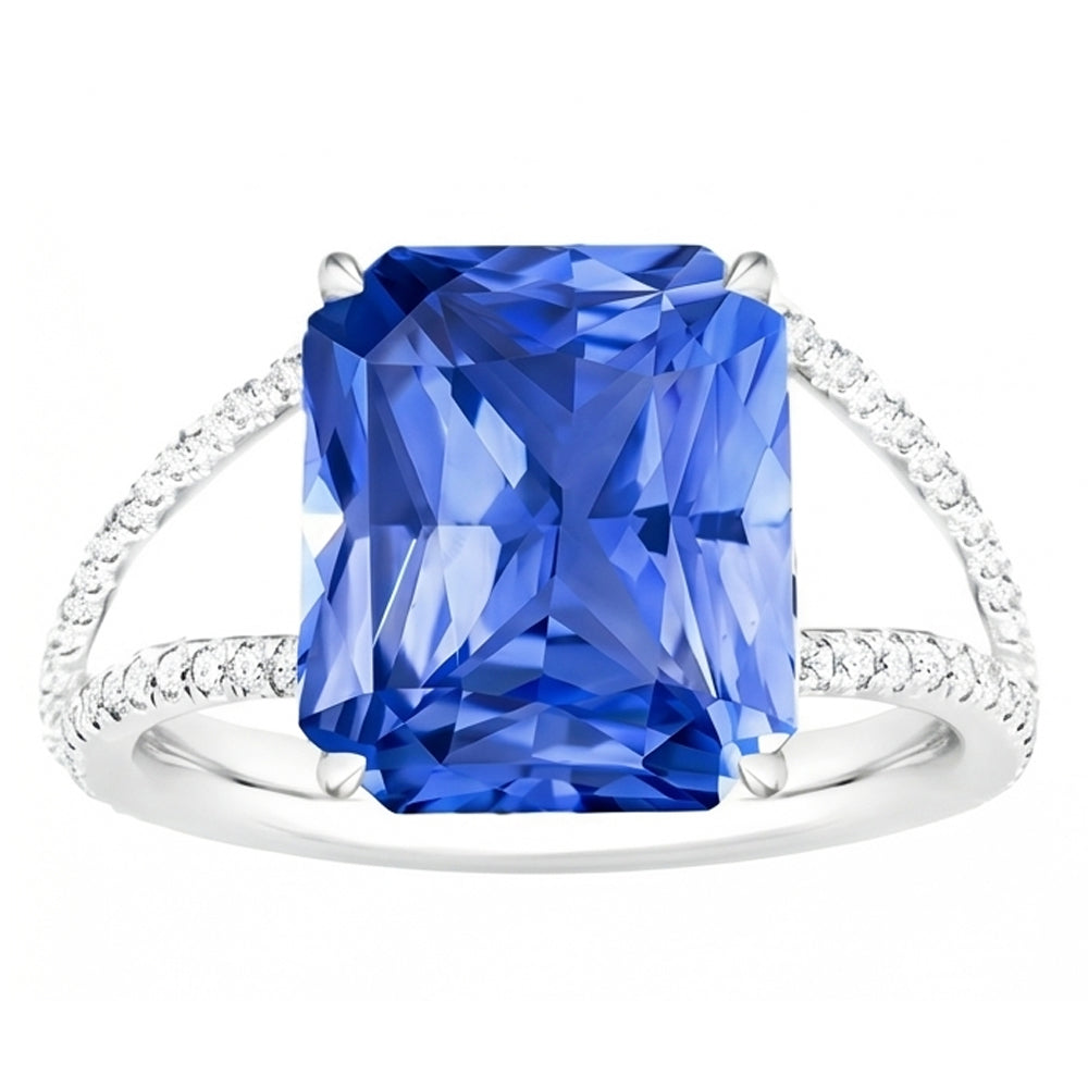 Natural Sapphire Ring 5ct - White Gold 14K