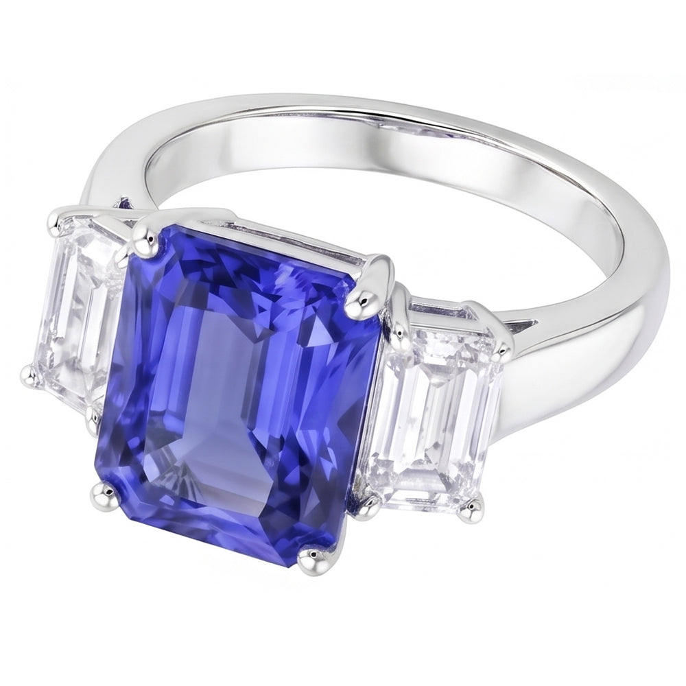 Natural Sapphire Ring 5ct - White Gold 14K