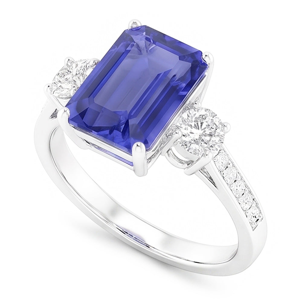 Natural Sapphire Ring 5ct - White Gold 14K