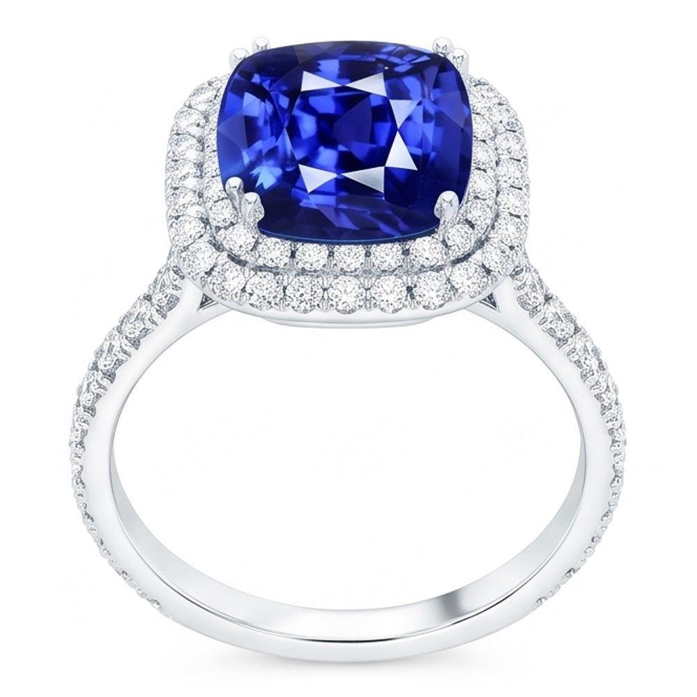 Natural Sapphire Ring 5ct - White Gold 14K