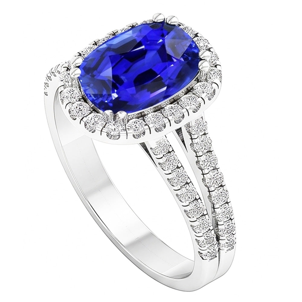 Natural Sapphire Ring 5ct - White Gold 14K