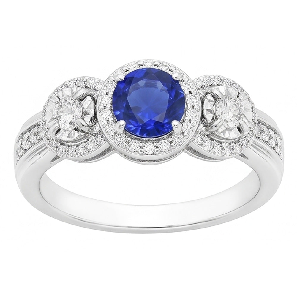 Natural Sapphire Ring 5ct - White Gold 14K