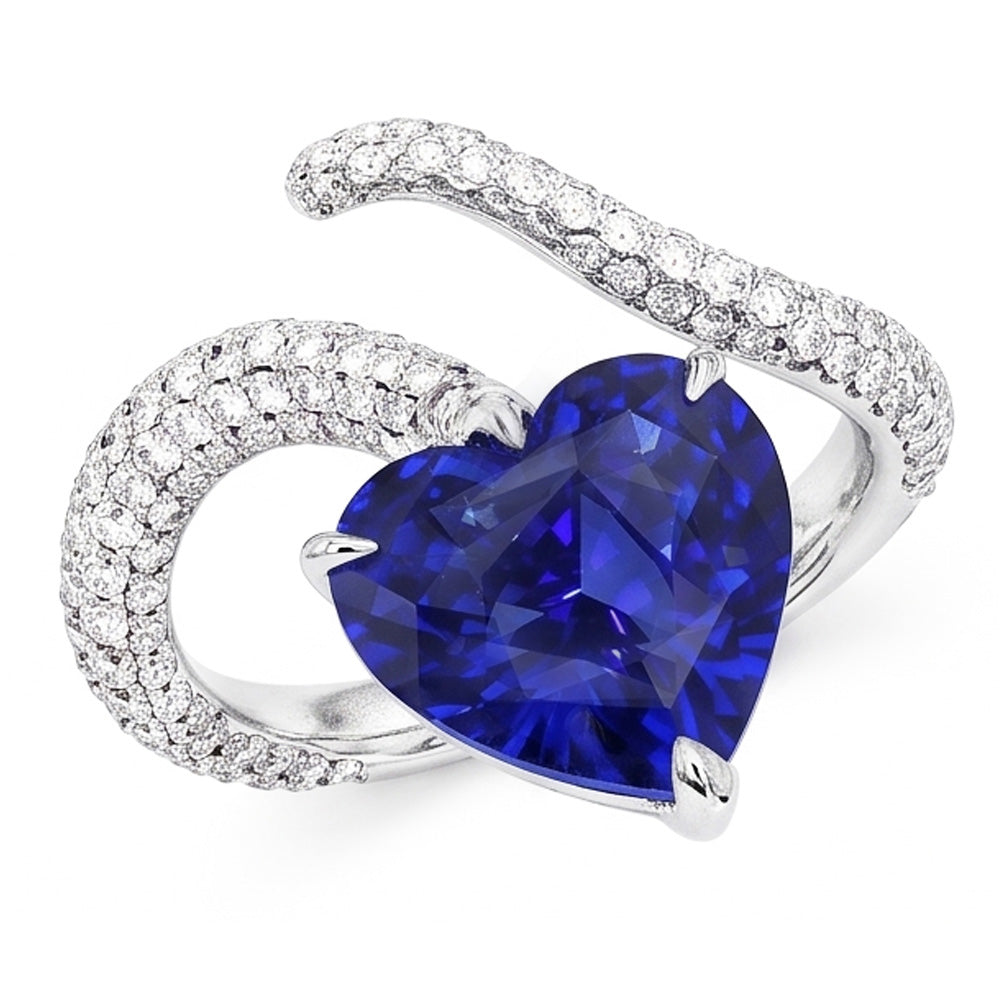 Natural Sapphire Ring 5ct - White Gold 14K