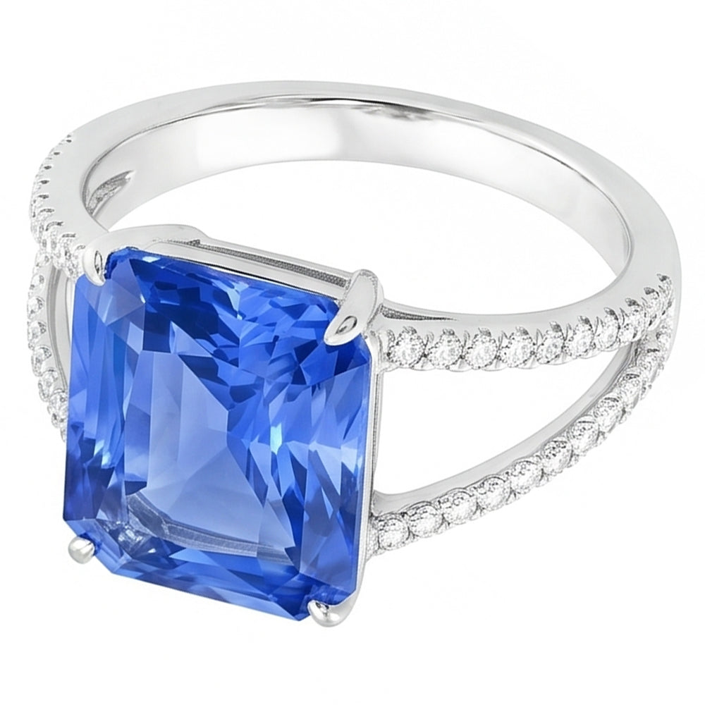 Natural Sapphire Ring 5ct - White Gold 14K