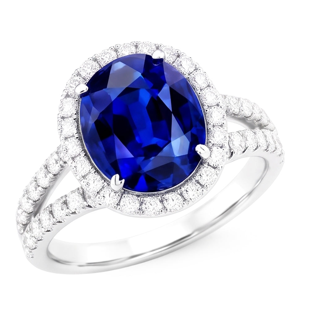 Natural Sapphire Ring 5ct - White Gold 14K