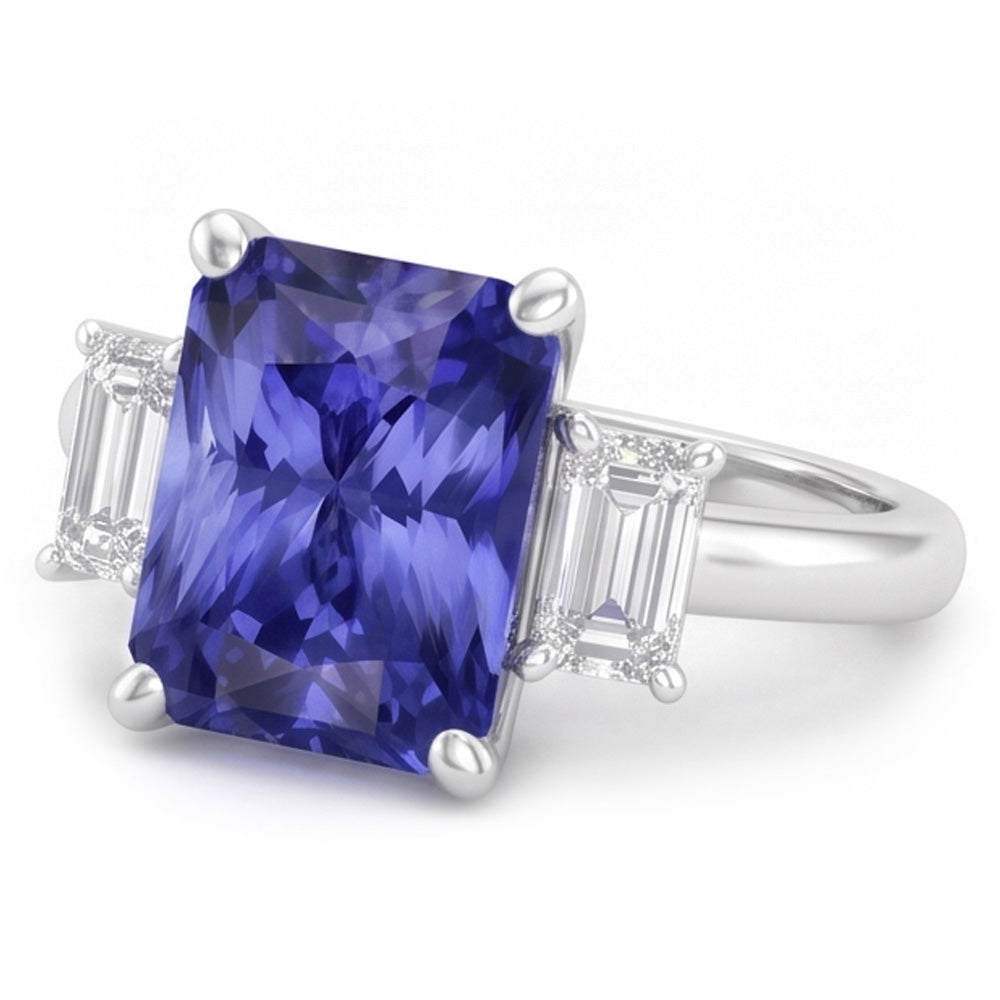 Natural Sapphire Ring 5ct - White Gold 14K