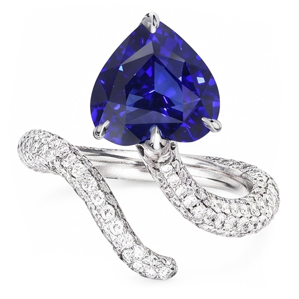 Natural Sapphire Ring 5ct - White Gold 14K