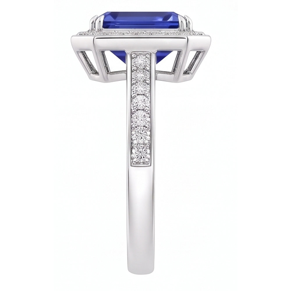 Natural Sapphire Ring 5ct - White Gold 14K