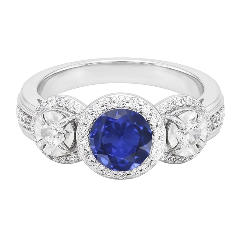 Natural Sapphire Ring 5ct - White Gold 14K