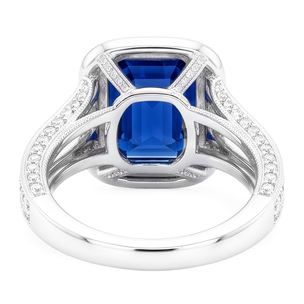 Natural Sapphire Ring 5ct - White Gold 14K
