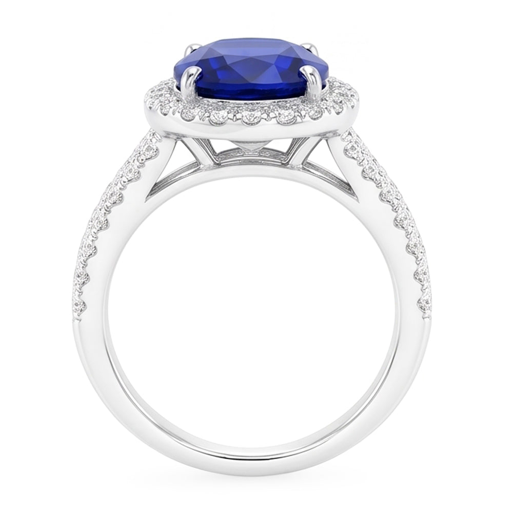 Natural Sapphire Ring 5ct - White Gold 14K