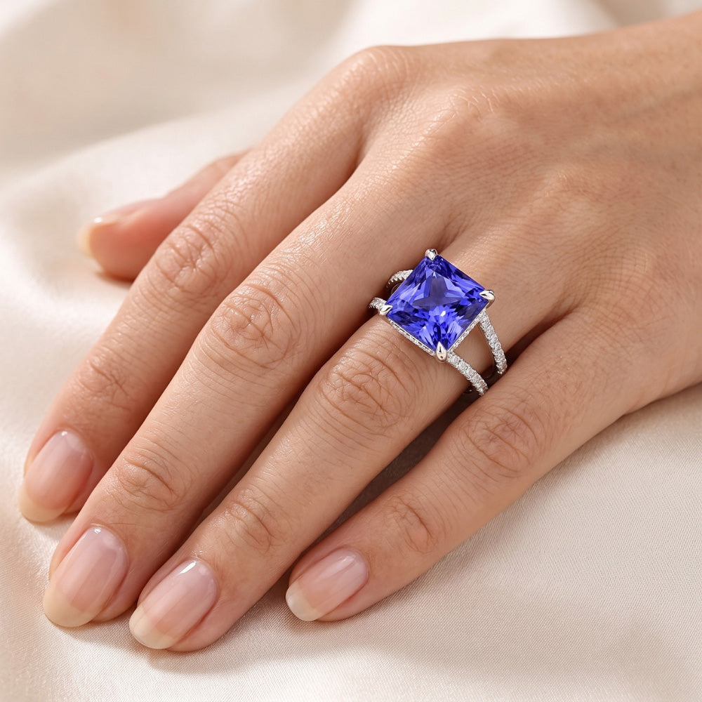 Natural Sapphire Ring 5ct - White Gold 14K