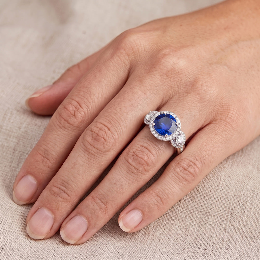 Natural Sapphire Ring 5ct - White Gold 14K