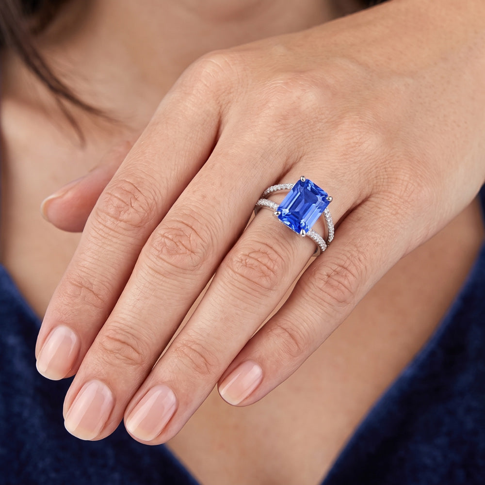 Natural Sapphire Ring 5ct - White Gold 14K