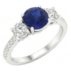 Natural Sapphire Ring 6.50ct - White Gold 14K