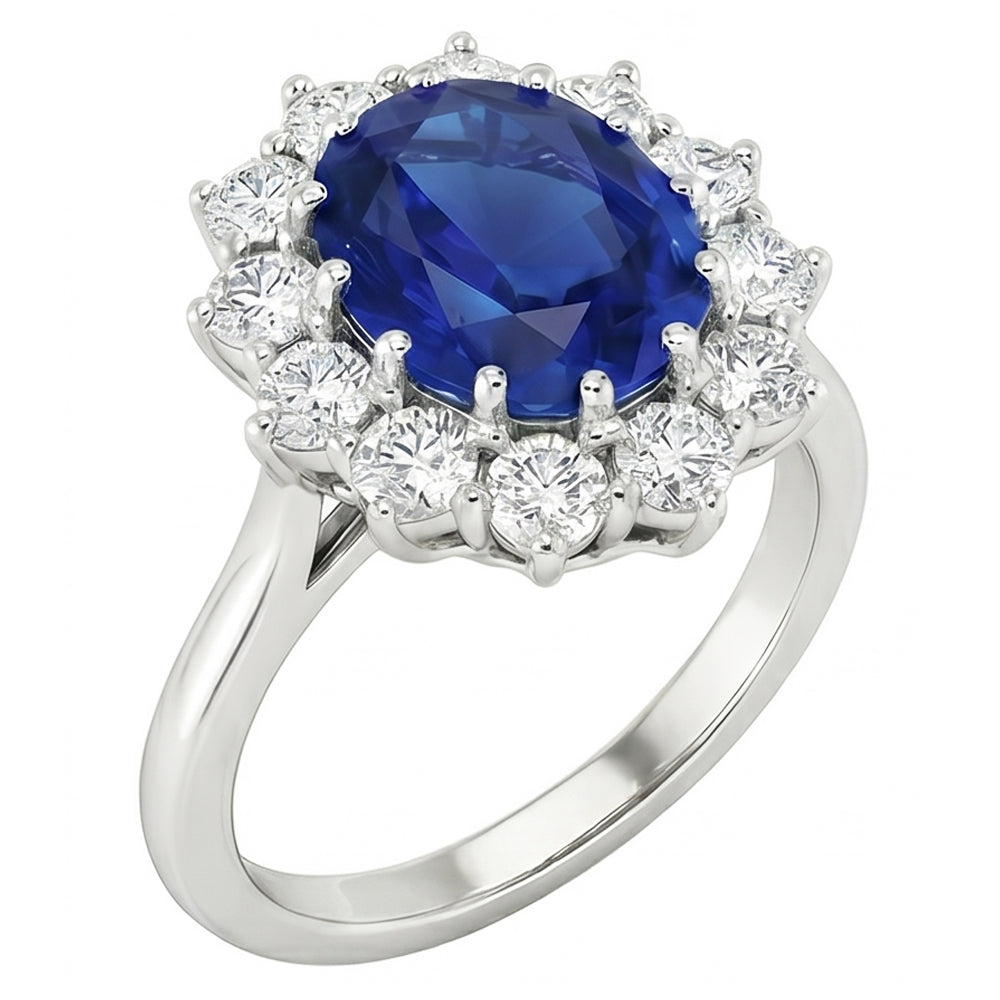 Natural Sapphire Ring 6.50ct - White Gold 14K