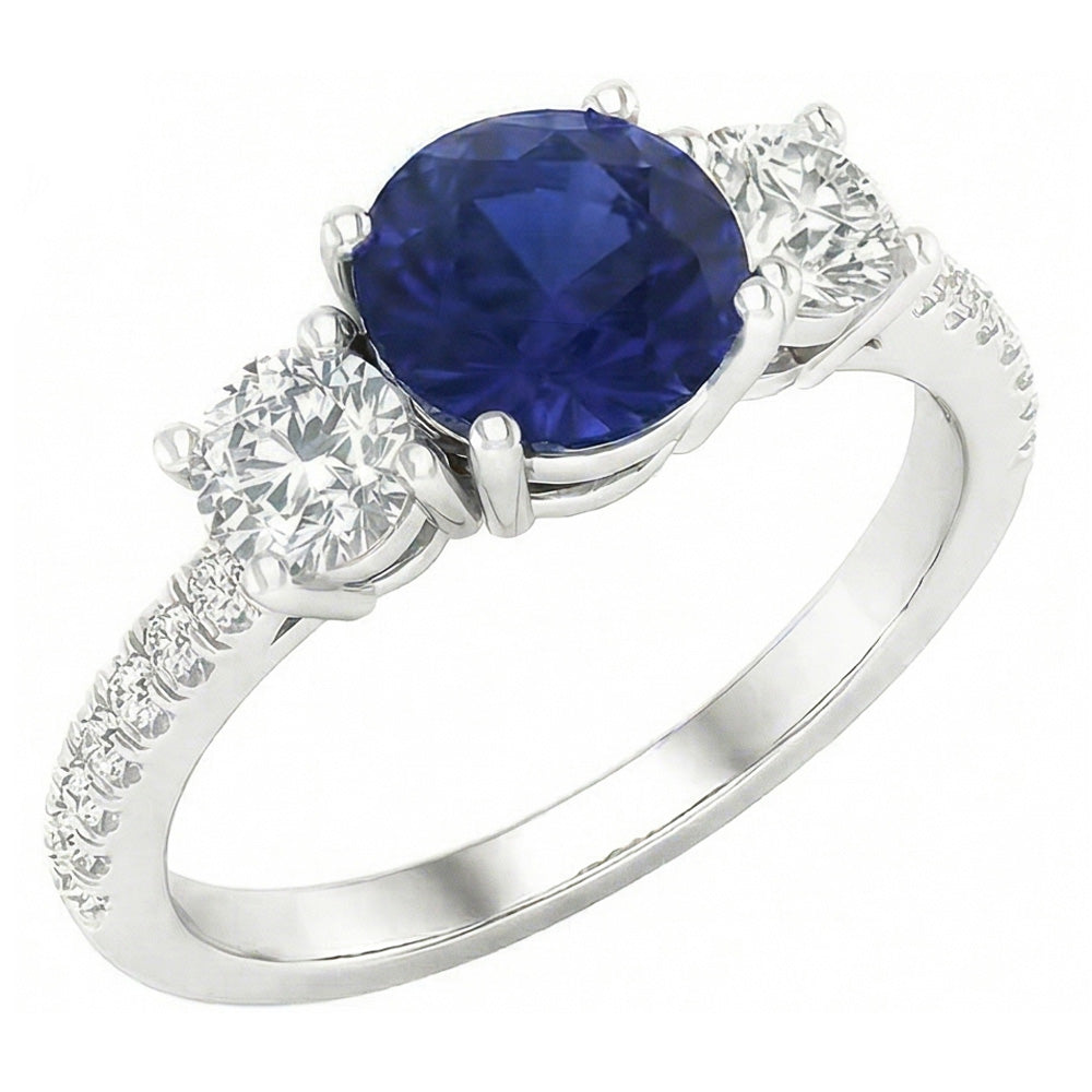 Natural Sapphire Ring 6.50ct - White Gold 14K