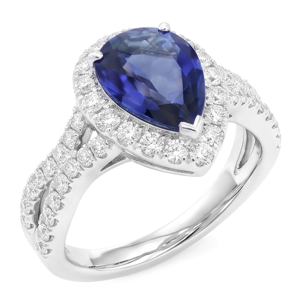 Natural Sapphire Ring 6.50ct - White Gold 14K