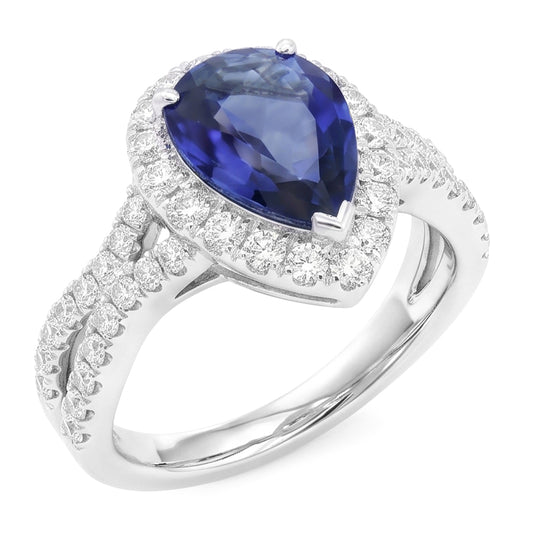 Natural Sapphire Ring 6.50ct - White Gold 14K