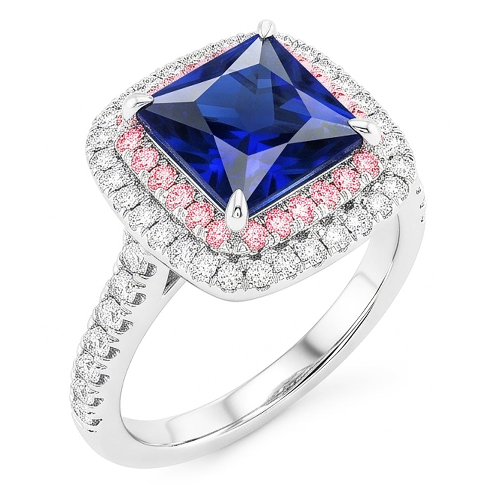 Natural Sapphire Ring 6.50ct - White Gold 14K