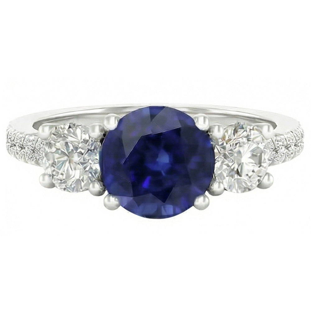 Natural Sapphire Ring 6.50ct - White Gold 14K