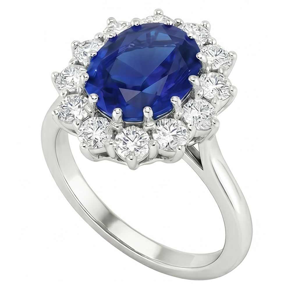 Natural Sapphire Ring 6.50ct - White Gold 14K