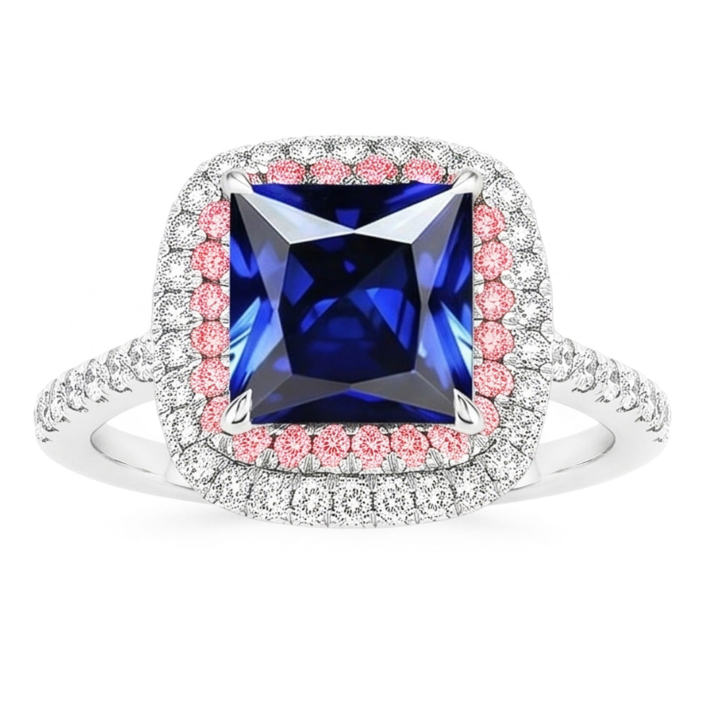 Natural Sapphire Ring 6.50ct - White Gold 14K