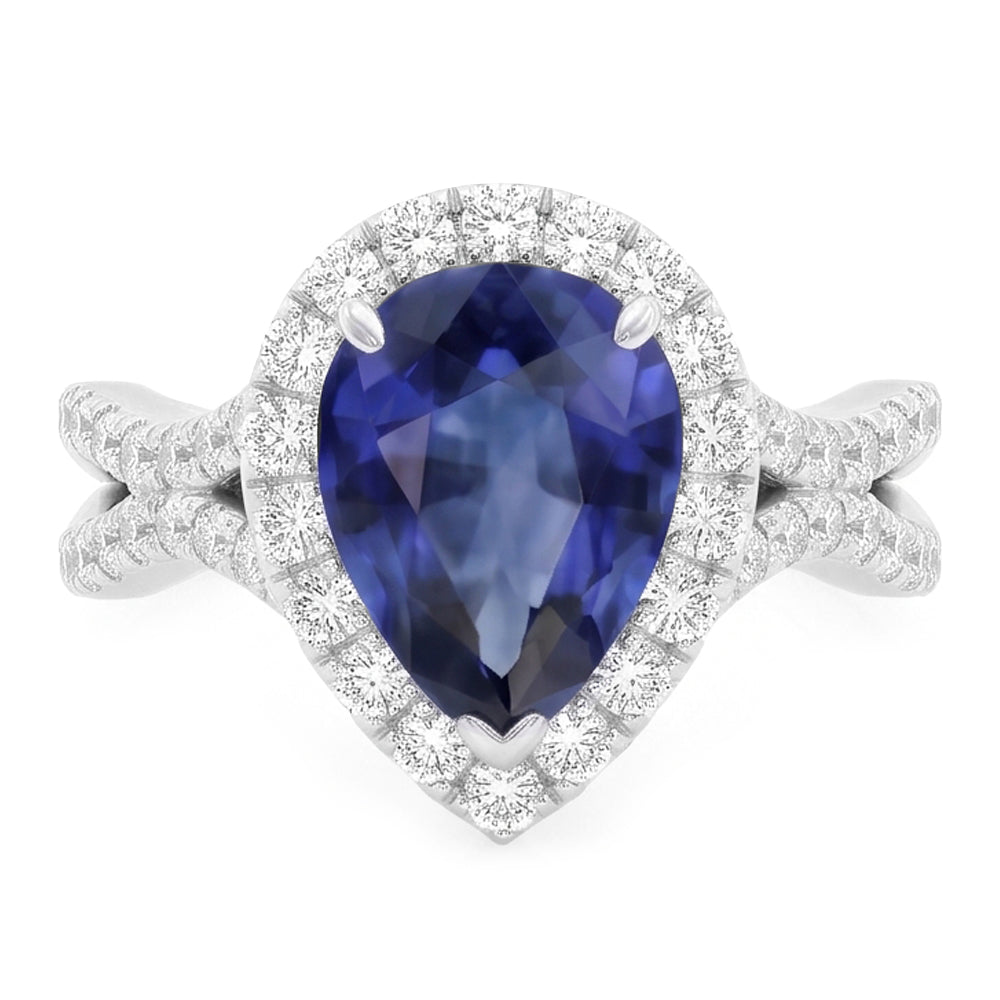 Natural Sapphire Ring 6.50ct - White Gold 14K
