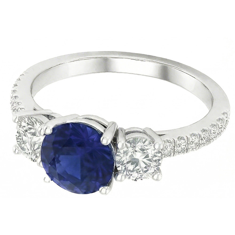 Natural Sapphire Ring 6.50ct - White Gold 14K