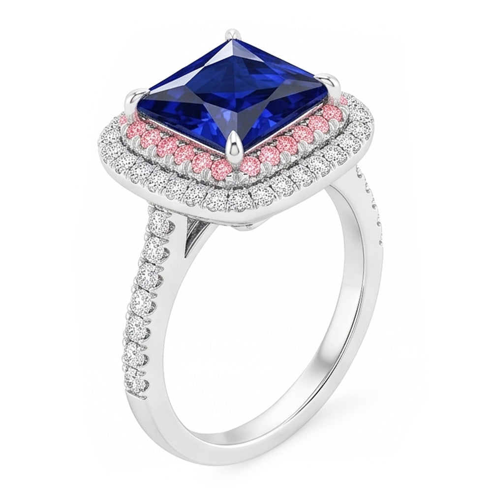 Natural Sapphire Ring 6.50ct - White Gold 14K