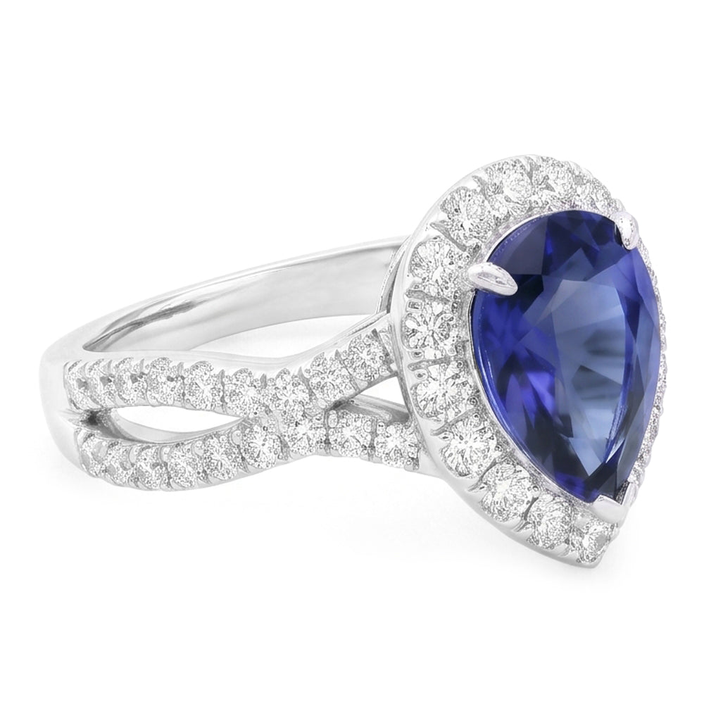 Natural Sapphire Ring 6.50ct - White Gold 14K